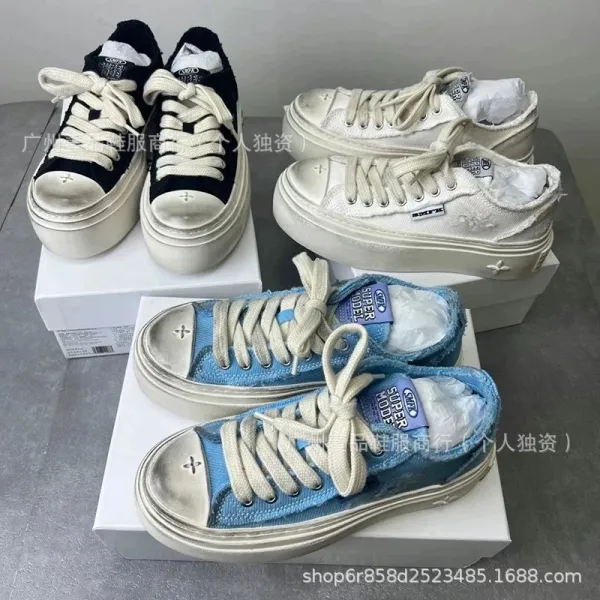 Off-White x Unknown Designer Chunky Platform Sneakers Black/White - 25