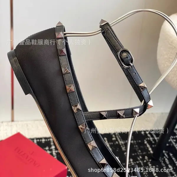 Valentino Rockstud Bow Flat Black Leather Shoes - 10