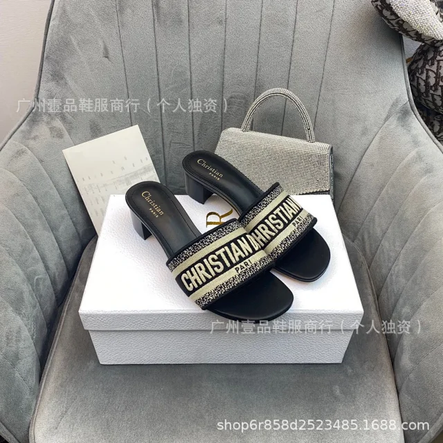 Dior Sandals Logo-strap open-toe heeled slides product detail image 6