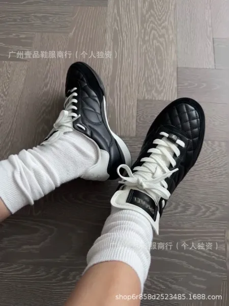 Chanel Tennis Classic Quilted White Pink Sneakers - 6