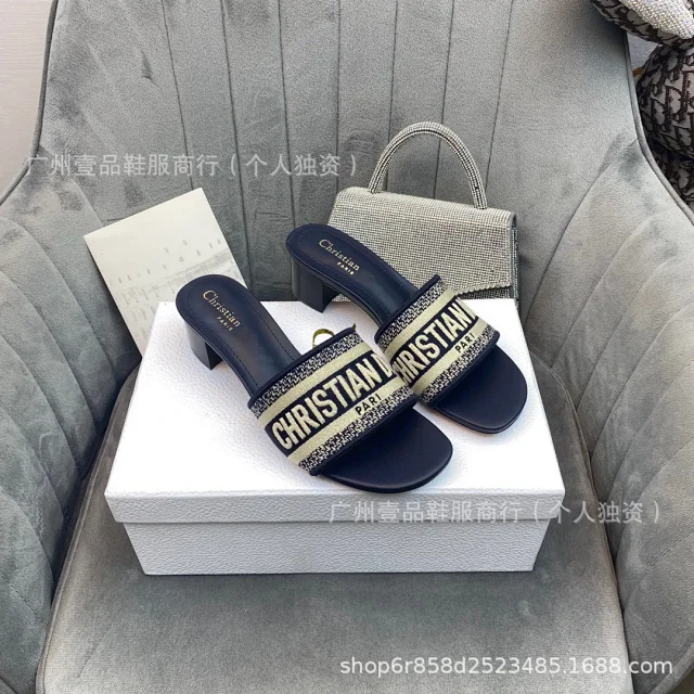 Dior Sandals Logo-strap open-toe heeled slides product detail image 2
