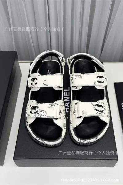 Chanel CC Logo Double Strap Platform Sandals Black - 4