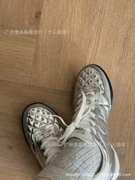 Chanel Tennis Classic Quilted White Pink Sneakers - 9