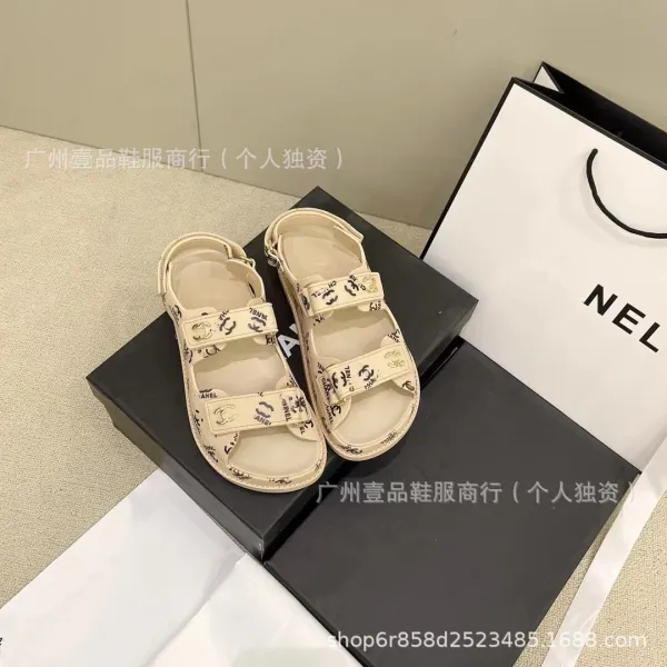 Chanel CC Logo Double Strap Platform Sandals Black - 26
