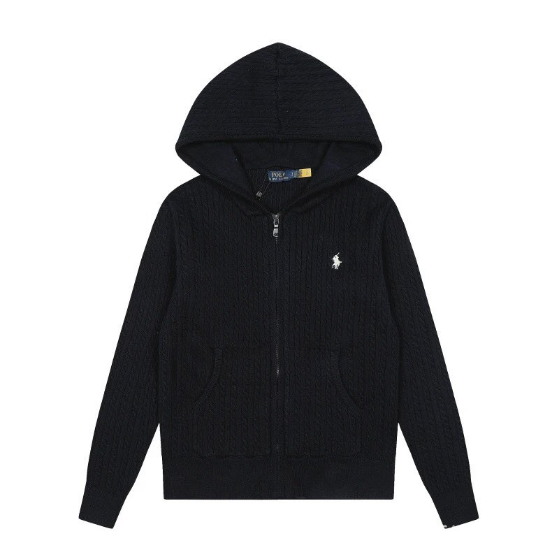 Polo Ralph Lauren Cable Knit Hooded Sweater Black - 21
