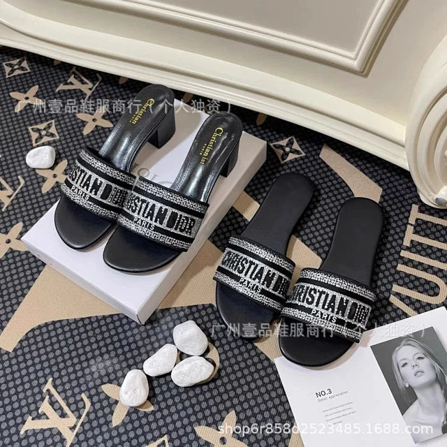 Dior Sandals Logo-strap open-toe heeled slides product detail image 17