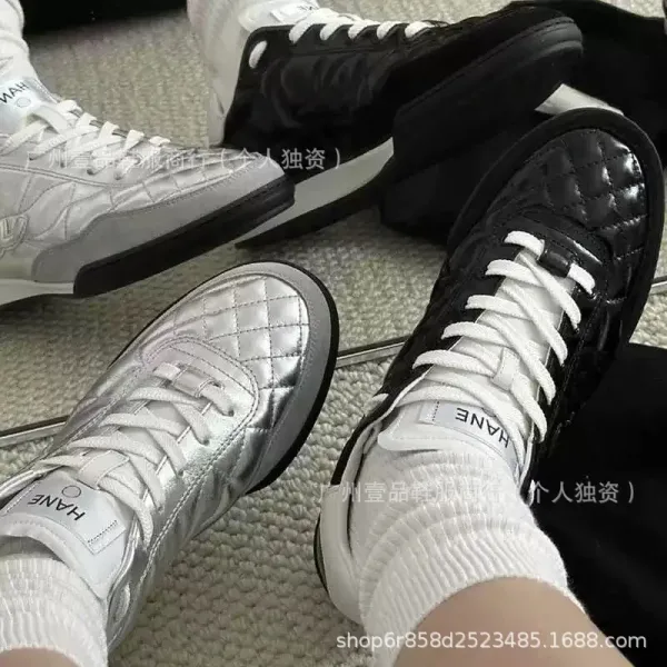 Chanel Tennis Classic Quilted White Pink Sneakers - 2