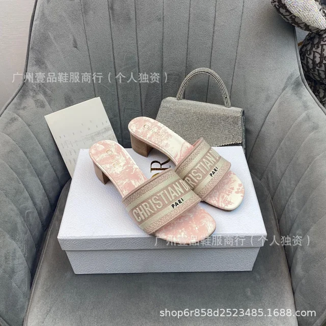 Dior Sandals Logo-strap open-toe heeled slides product detail image 4