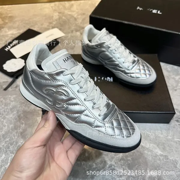 Chanel Tennis Classic Quilted White Pink Sneakers - 18