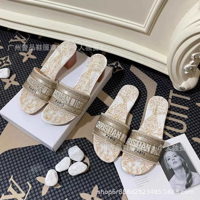 Dior Sandals Logo-strap open-toe heeled slides product detail image 8