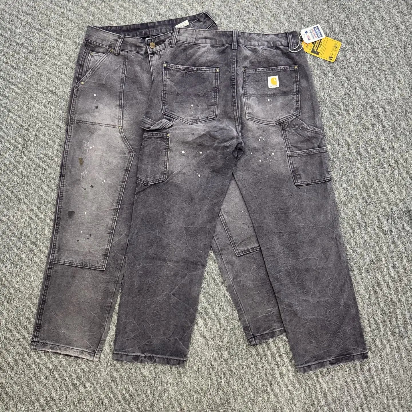 Carhartt Jeans Loose straight-leg carpenter with utility pockets — 608 Gray Graffiti