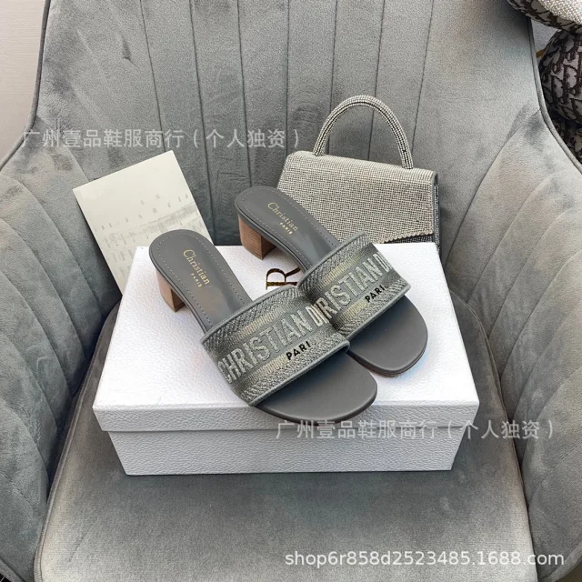 Dior Sandals Logo-strap open-toe heeled slides product detail image 3