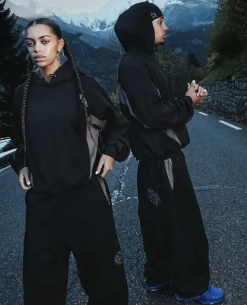 MMY Black and Gray Contrast Hoodie and Sweatpants Set - 8