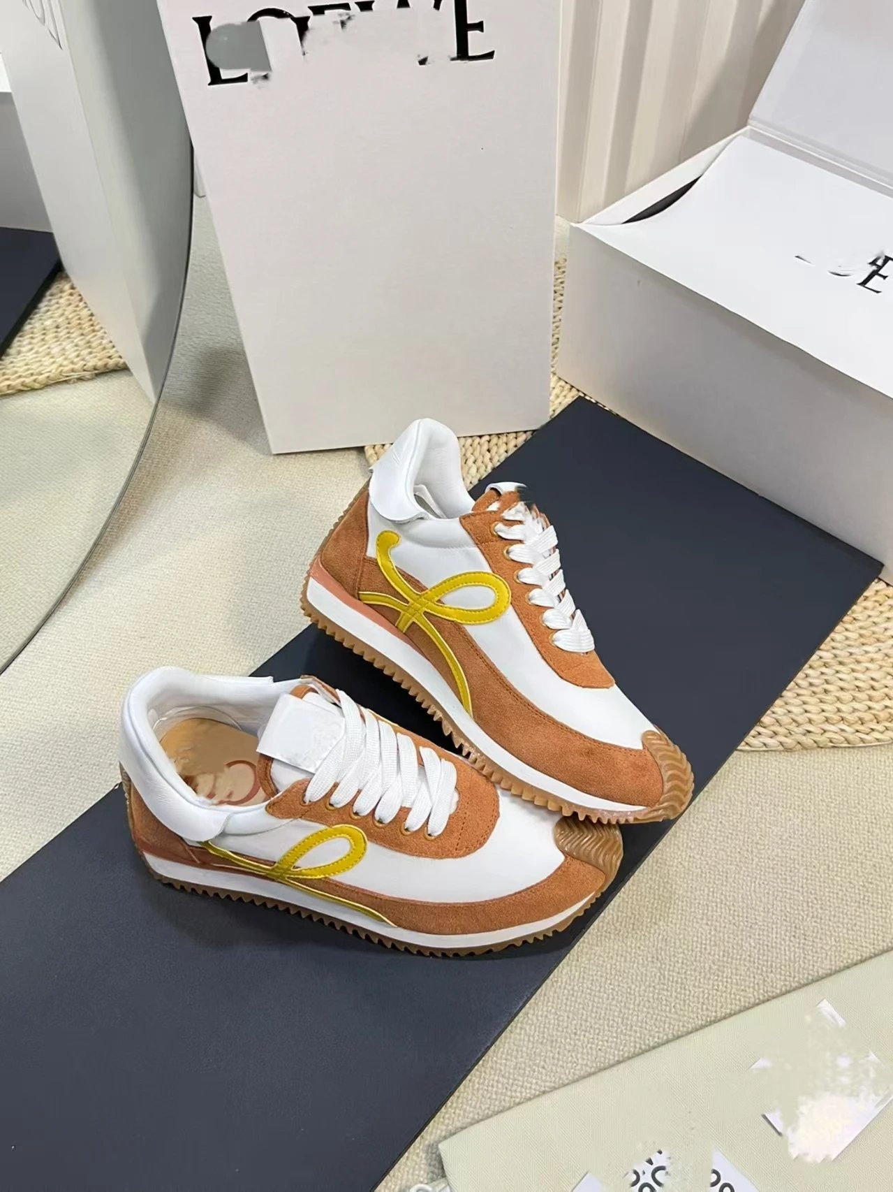 Loewe Puzzle Runner White Brown Yellow Sneakers