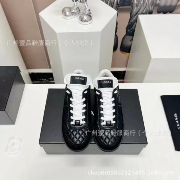 Chanel Tennis Classic Quilted White Pink Sneakers - 25