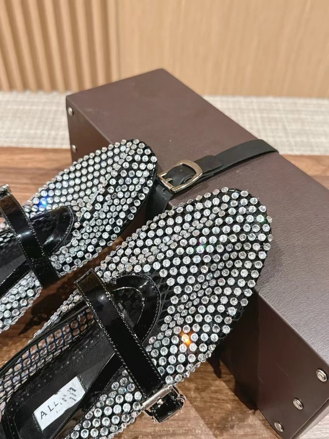 Prada Mary Jane Flat Black Studded Leather Shoes - 37