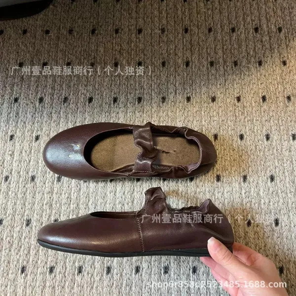 Miu Miu Bow Detail Leather Mary Janes Brown Shoes - 6