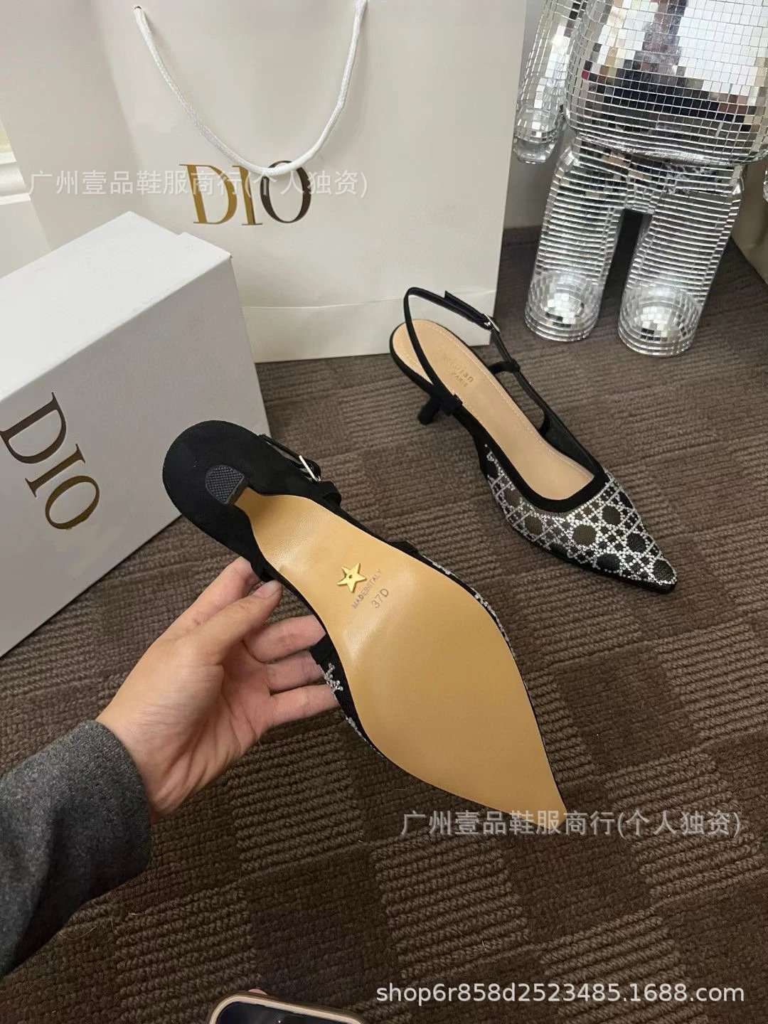 Dior J'adior Slingback Pumps Beige Embellished Pointed-Toe Heels - 14