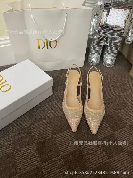 Dior J'adior Slingback Pumps Beige Embellished Pointed-Toe Heels - 6