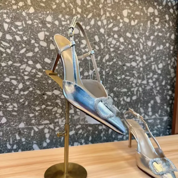 Gucci Diamantissima Heart-Embellished Slingback Stilettos Black Heels - 20