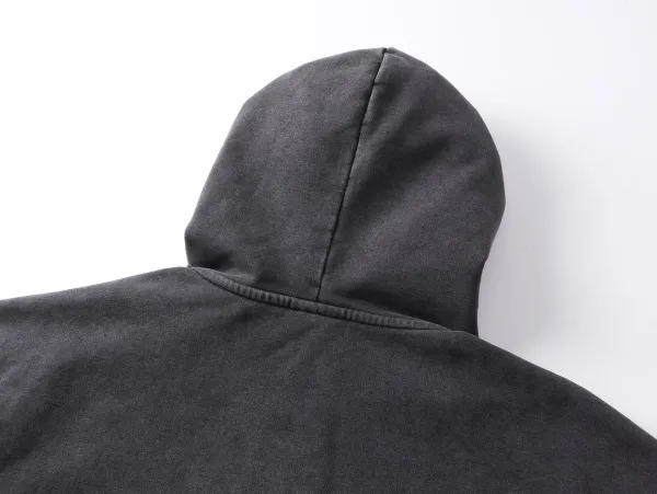 Balenciaga Fashion Designer Distressed Denim Hoodie Black - 14
