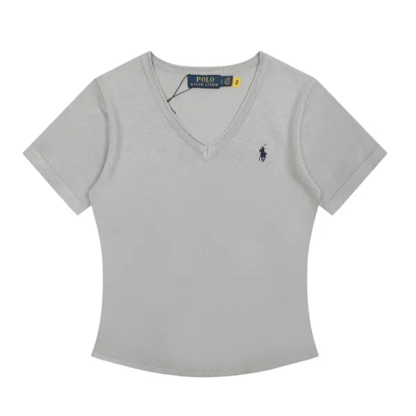 Polo Ralph Lauren V-Neck Ribbed T-Shirt Pink - 12