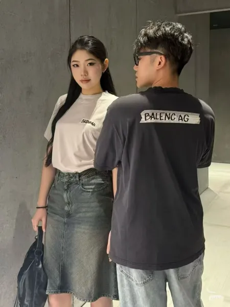 Balenciaga AG Tape Logo Oversized T-Shirt Dress Black - 5