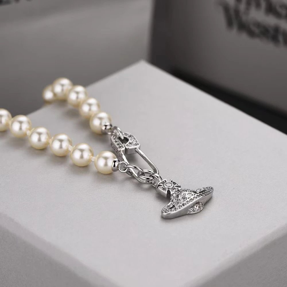 Vivienne Westwood Orb Pearl Necklace Gold - 13