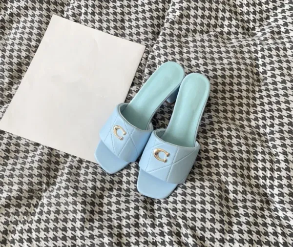 Coach Tabby Slide Pink Leather Mules - 18