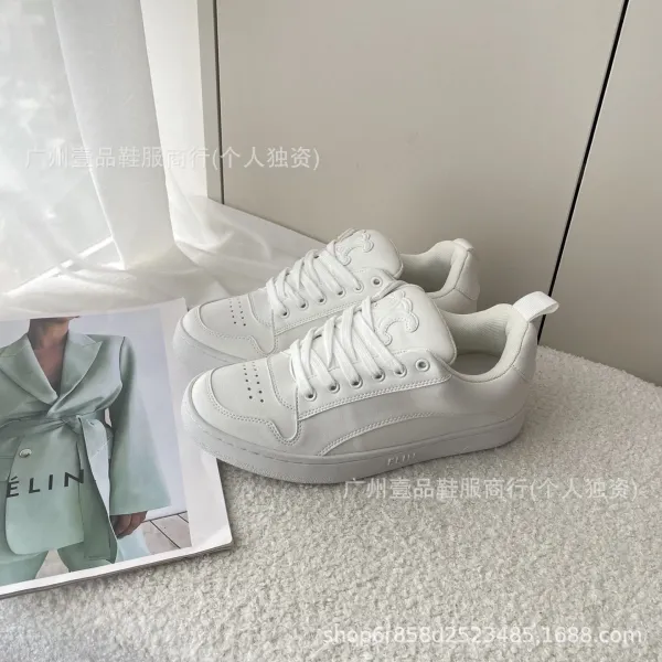 Céline White Leather Low-Top Sneakers - 10