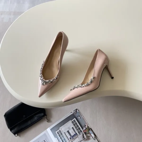 Saint Tears Pearl-Embellished Patent Leather Pointed-Toe Flats Brown - 26