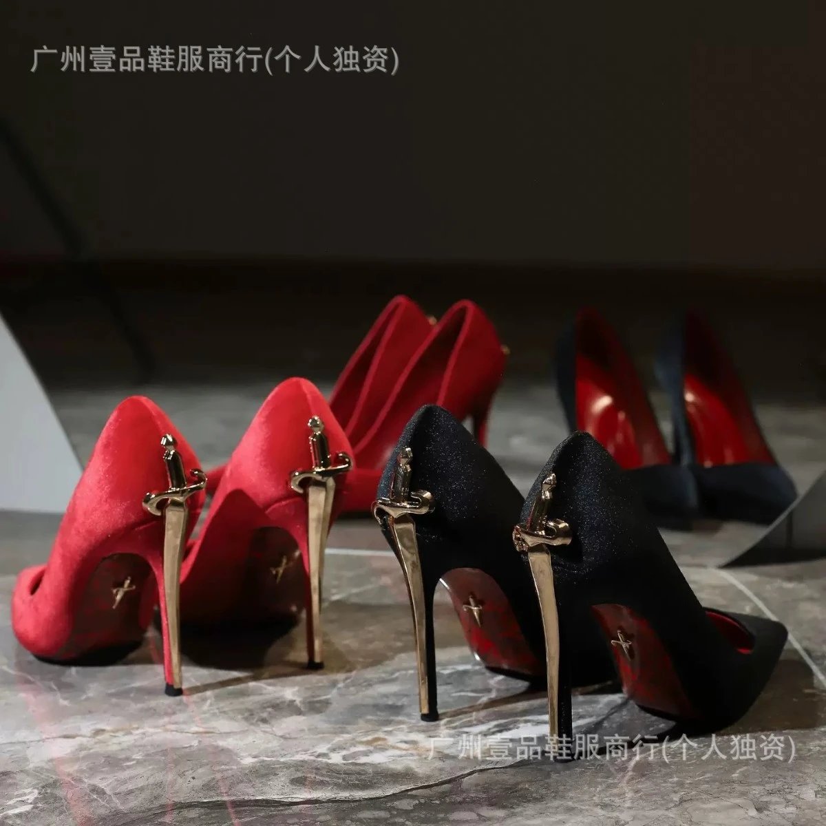 Unbranded High Heels Pointed-Toe Stiletto Pumps with Metal Sword Heel image 4