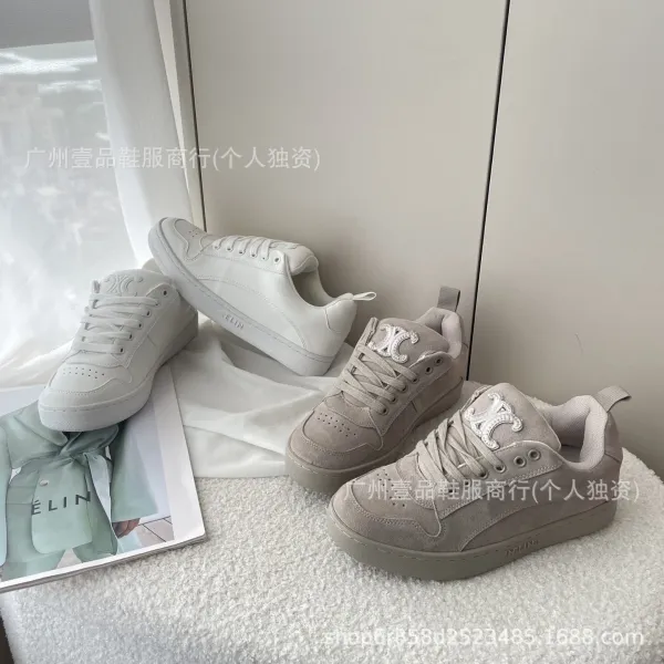 Céline White Leather Low-Top Sneakers - 3