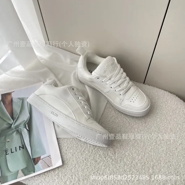 Céline White Leather Low-Top Sneakers - 12