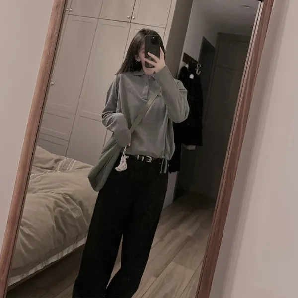 Design Oversized Cropped Polo Gray - 13