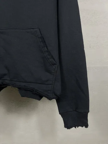 Balenciaga Distressed Floral Embroidery Hoodie Black - 10