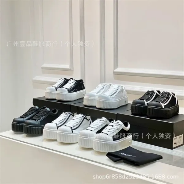 Off-White x Unknown Designer Chunky Platform Sneakers Black/White - 2