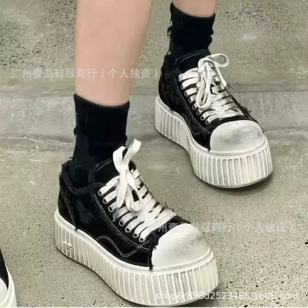 Off-White x Unknown Designer Chunky Platform Sneakers Black/White - 10