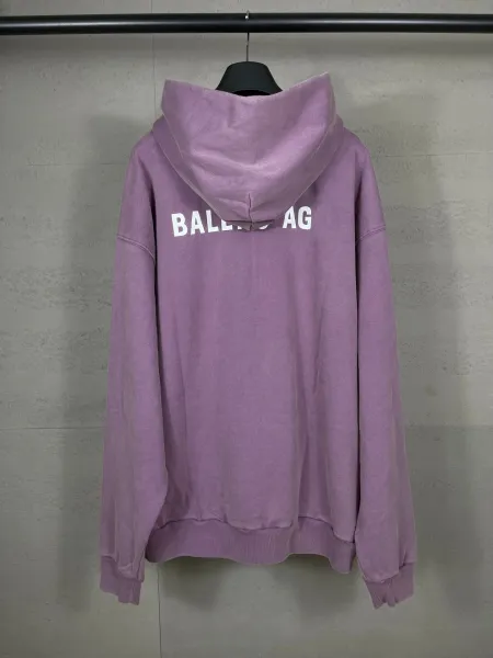 Balenciaga Logo Hoodie Blue Acid Wash Hoodie - 6