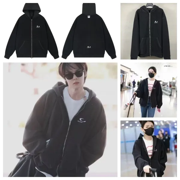 Balenciaga Logo Zip-Up Hoodie Black - 3