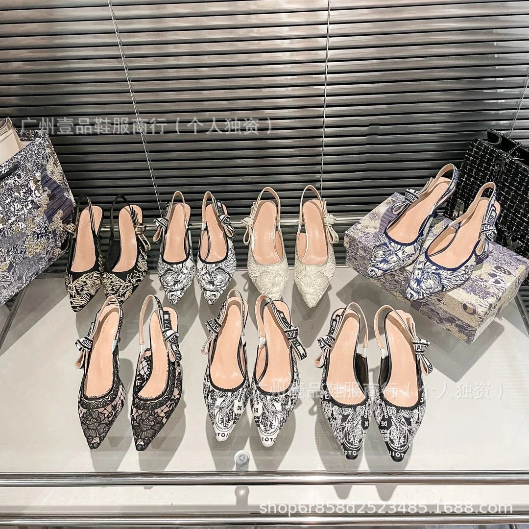 Dior J'Adior Slingback Heels Blue and White Floral Print - 3