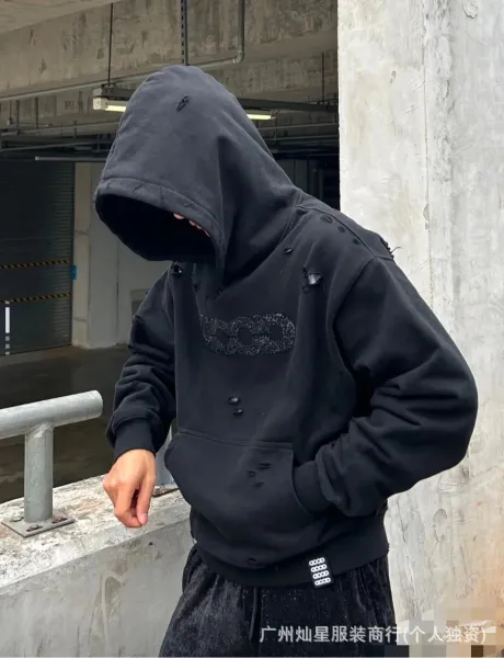 GOOD Studio Embellished Logo Hoodie Black - 14