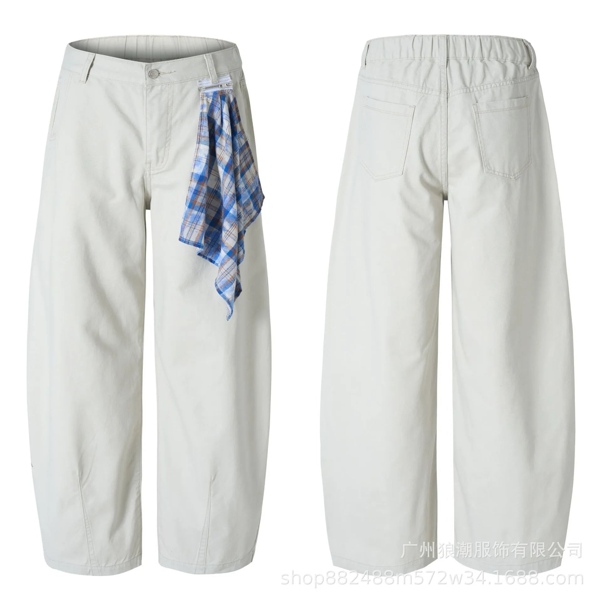 Original C080 Paris Grey Curved Knife Casual Pants