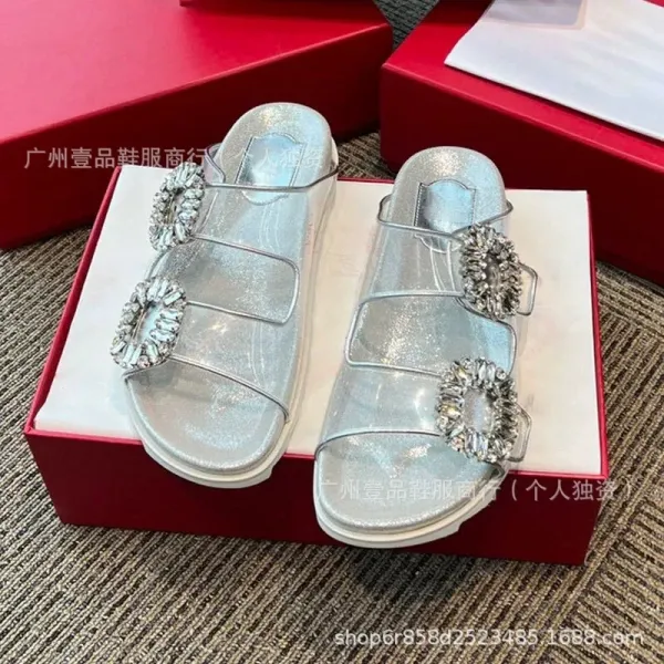 Dior J'Adior Slide Silver Crystal-Embellished Slippers - 7