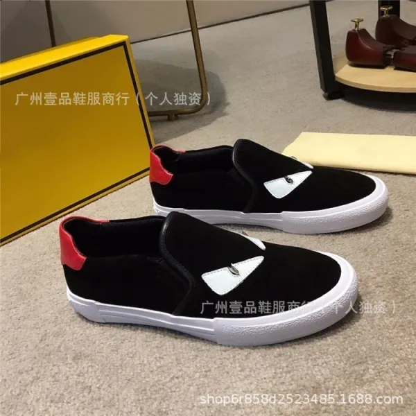 Fendi Monster Eyes Slip-On Sneakers Black White - 13