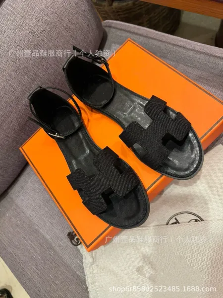 Hermès Oran Sandals Denim Blue Leather Sandals - 14