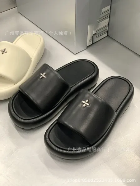 Off-White x Unknown Designer Cross Motif Canvas Slippers Beige Slippers - 34