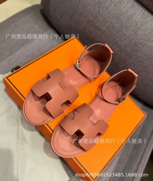 Hermès Oran Sandals Denim Blue Leather Sandals - 22