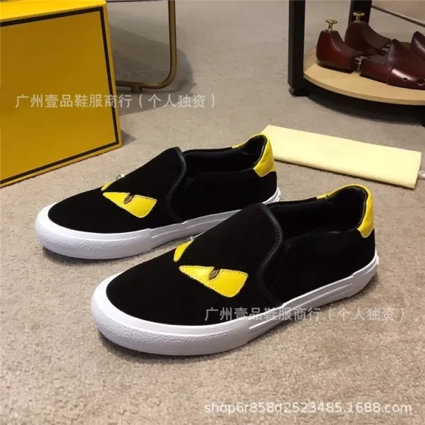 Fendi Monster Eyes Slip-On Sneakers Black White - 4