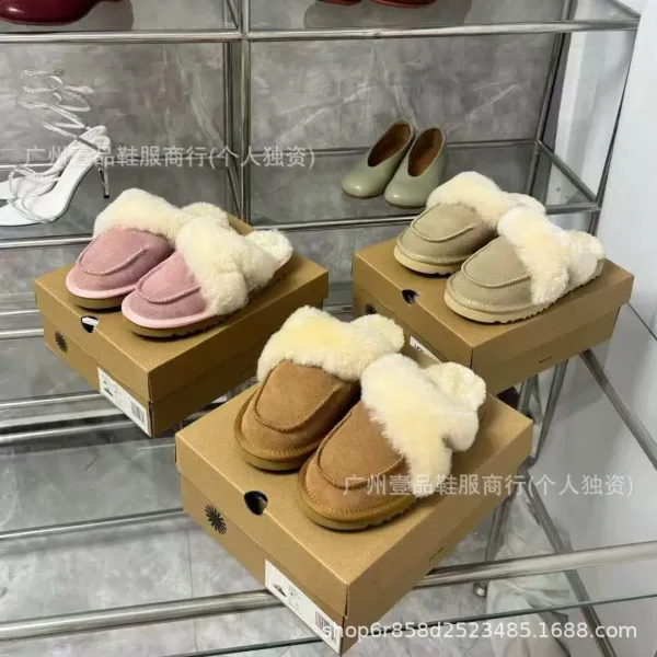 UGG Tasman Platform Shearling Slippers White with Embroidered Trim - 13